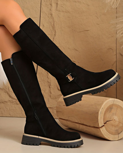 Bexley | Women's Knee High Boots with Block Heel - Black - Image 1