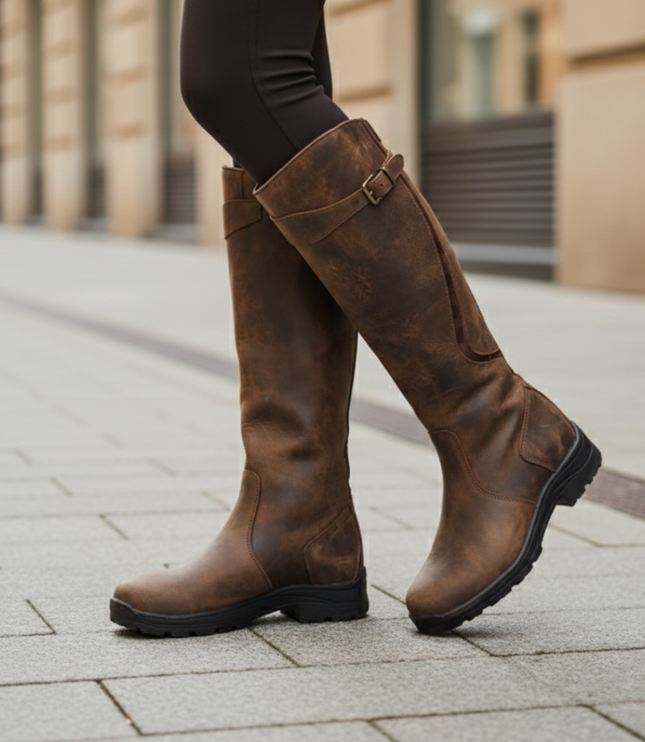 Women's Knee High Boots with Adjustable Buckle Strap