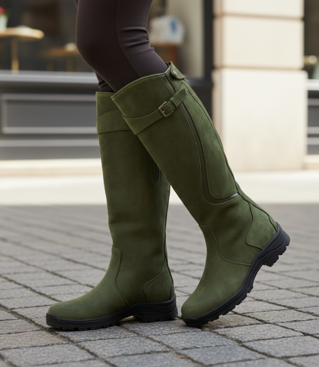 Women's Knee High Boots with Adjustable Buckle Strap