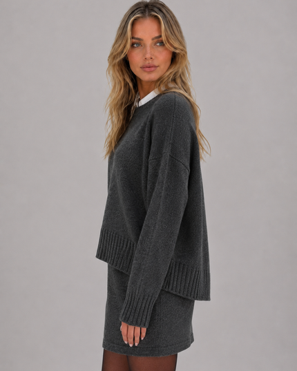 Women's Knitted Co-Ord Set with Jumper and Mini Skirt