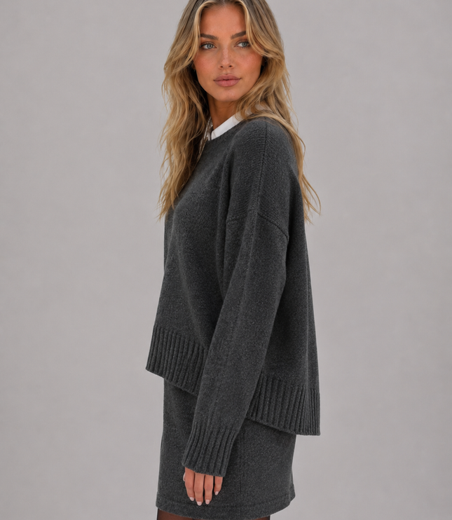 Women's Knitted Co-Ord Set with Jumper and Mini Skirt