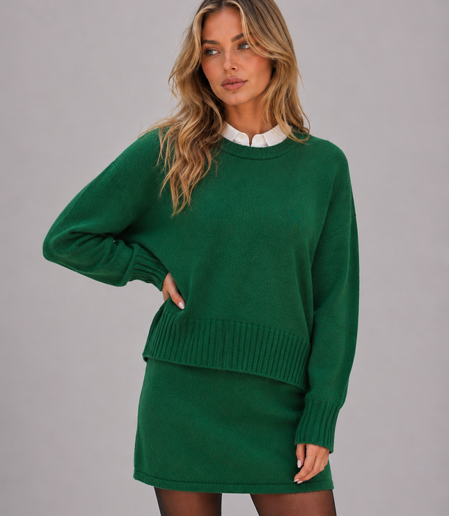Women's Knitted Co-Ord Set with Jumper and Mini Skirt