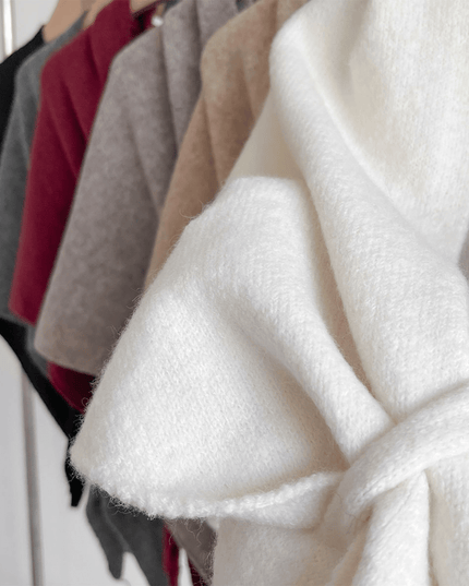 Women's Knitted Shawl Cape with Front Knot