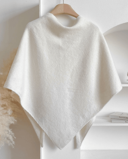 Women's Knitted Shawl Cape with Front Knot