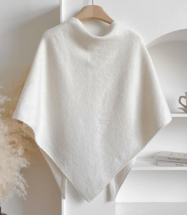 Women's Knitted Shawl Cape with Front Knot