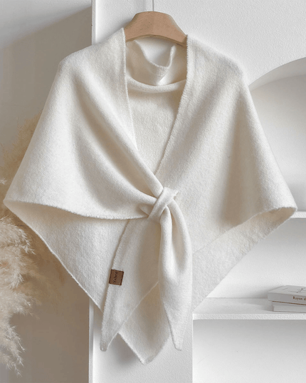 Women's Knitted Shawl Cape with Front Knot