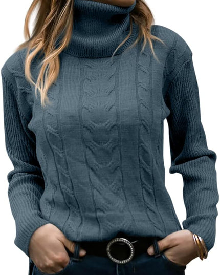 Women's Knitwear Jumper with Cable Front and Roll Neck