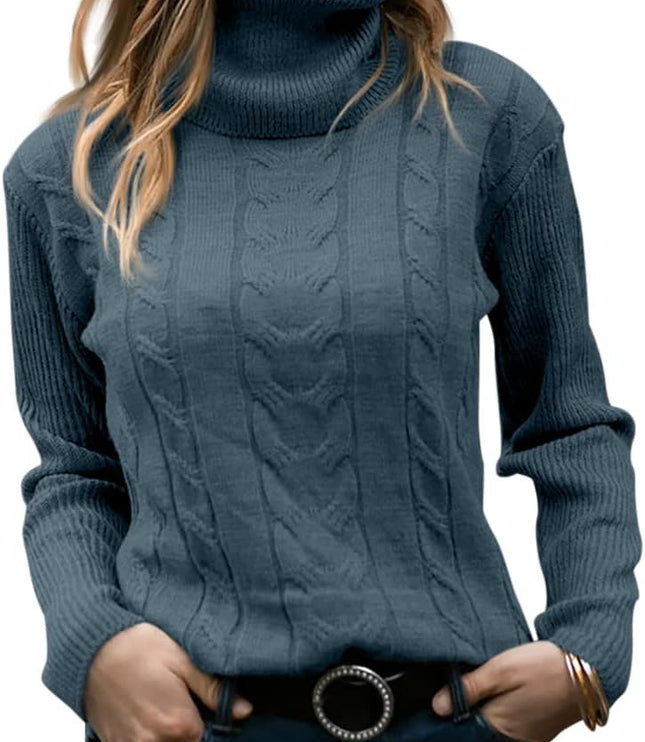 Women's Knitwear Jumper with Cable Front and Roll Neck