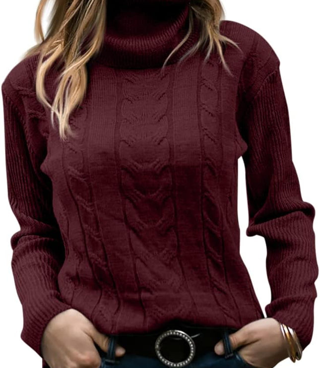 Women's Knitwear Jumper with Cable Front and Roll Neck
