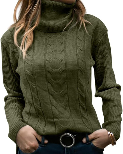 Women's Knitwear Jumper with Cable Front and Roll Neck