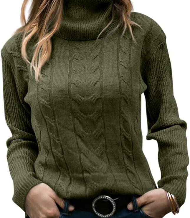 Women's Knitwear Jumper with Cable Front and Roll Neck