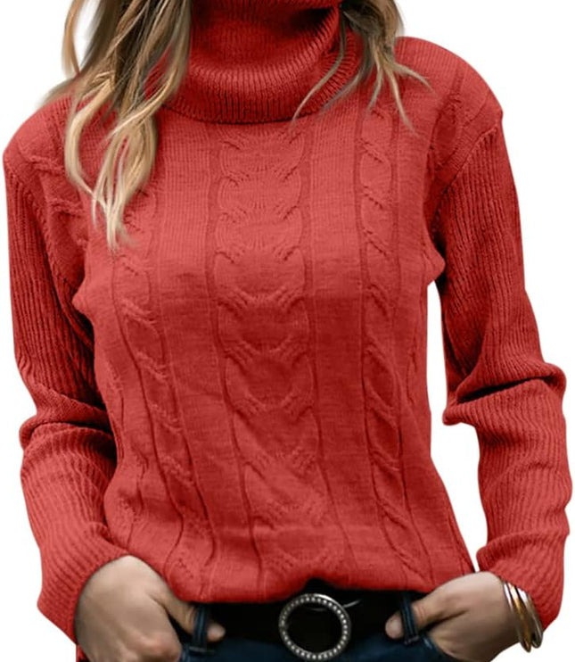 Women's Knitwear Jumper with Cable Front and Roll Neck