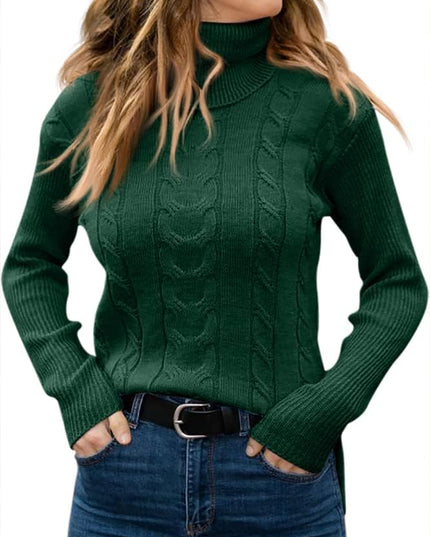Women's Knitwear Jumper with Cable Front and Roll Neck