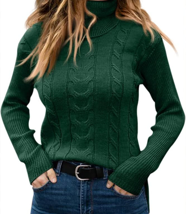 Women's Knitwear Jumper with Cable Front and Roll Neck