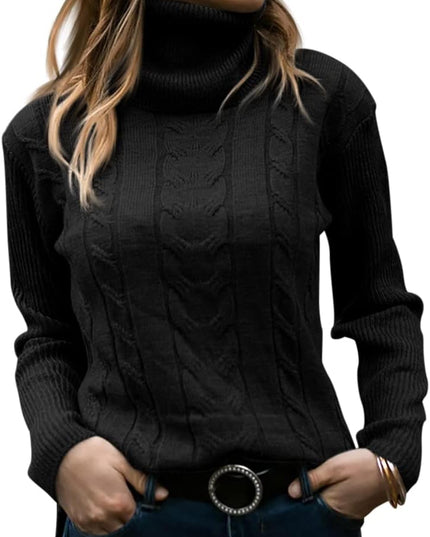 Women's Knitwear Jumper with Cable Front and Roll Neck