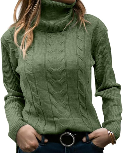 Women's Knitwear Jumper with Cable Front and Roll Neck