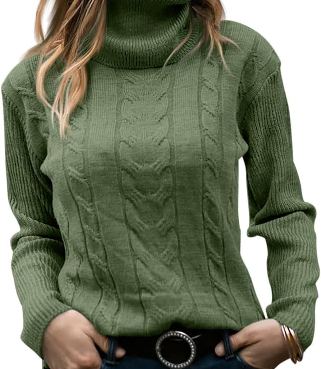 Women's Knitwear Jumper with Cable Front and Roll Neck
