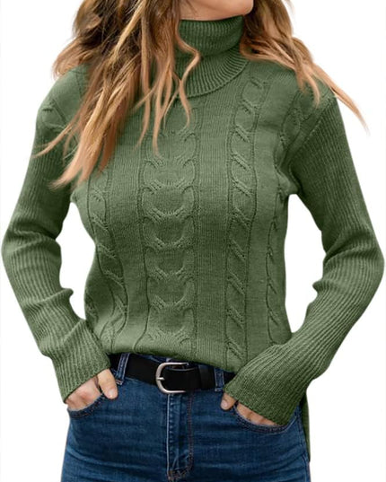 Women's Knitwear Jumper with Cable Front and Roll Neck