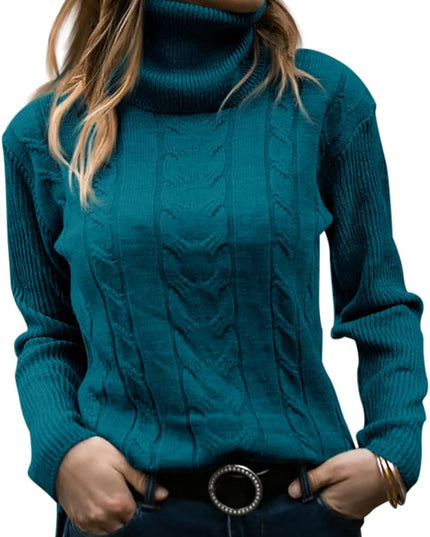 Women's Knitwear Jumper with Cable Front and Roll Neck