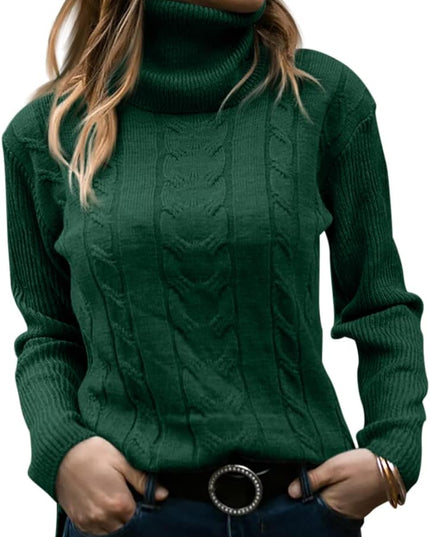 Women's Knitwear Jumper with Cable Front and Roll Neck