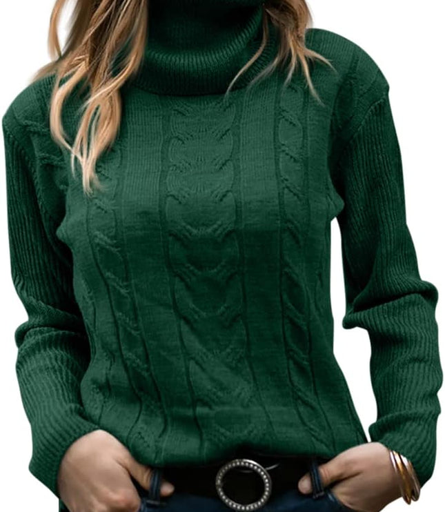 Women's Knitwear Jumper with Cable Front and Roll Neck