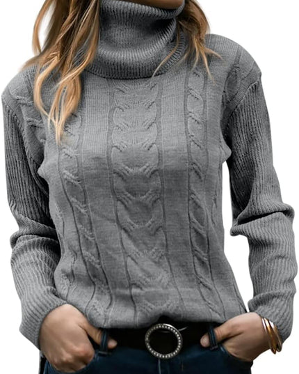 Women's Knitwear Jumper with Cable Front and Roll Neck