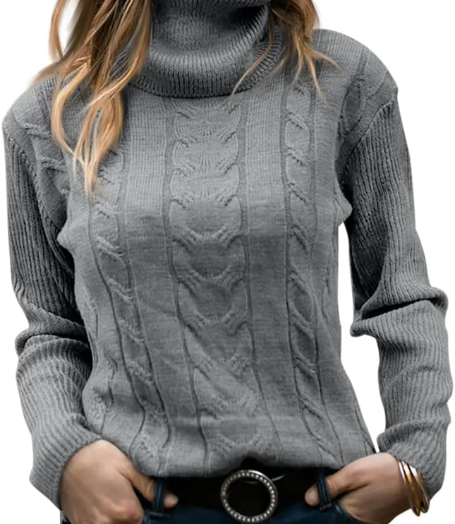 Women's Knitwear Jumper with Cable Front and Roll Neck