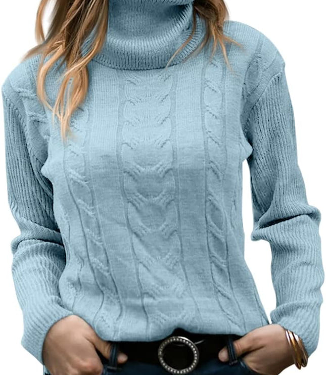 Women's Knitwear Jumper with Cable Front and Roll Neck