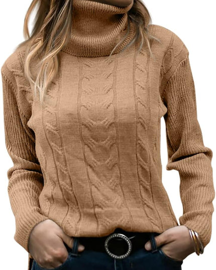 Women's Knitwear Jumper with Cable Front and Roll Neck