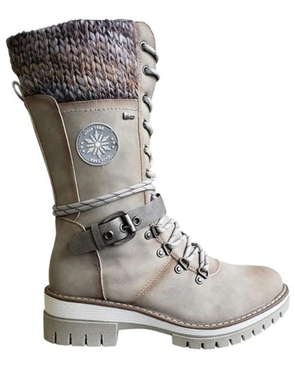 Cyrene | Women's Lace-Up Mid-Calf Winter Boots - Light Grey - Image 10