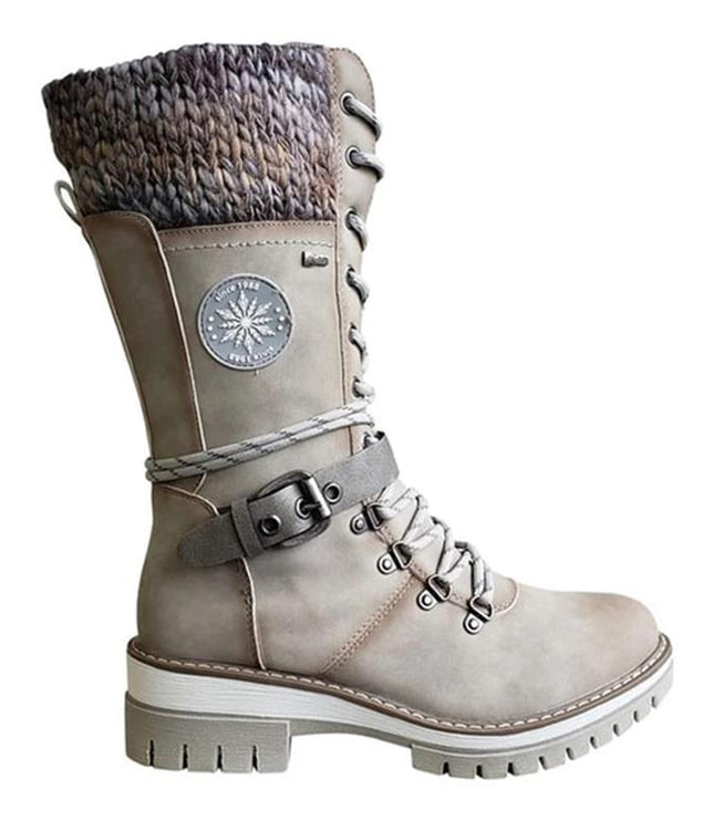 Cyrene | Women's Lace-Up Mid-Calf Winter Boots - Light Grey - Image 10