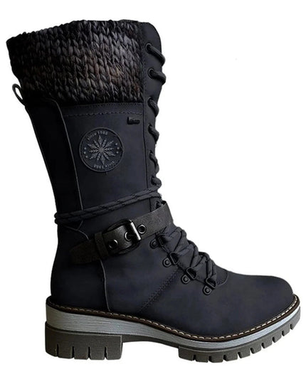 Cyrene | Women's Lace-Up Mid-Calf Winter Boots - Light Grey - Image 11