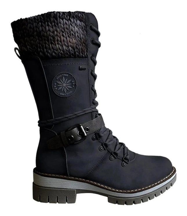 Cyrene | Women's Lace-Up Mid-Calf Winter Boots - Light Grey - Image 11