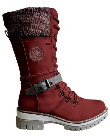 Cyrene | Women's Lace-Up Mid-Calf Winter Boots - Light Grey - Image 12