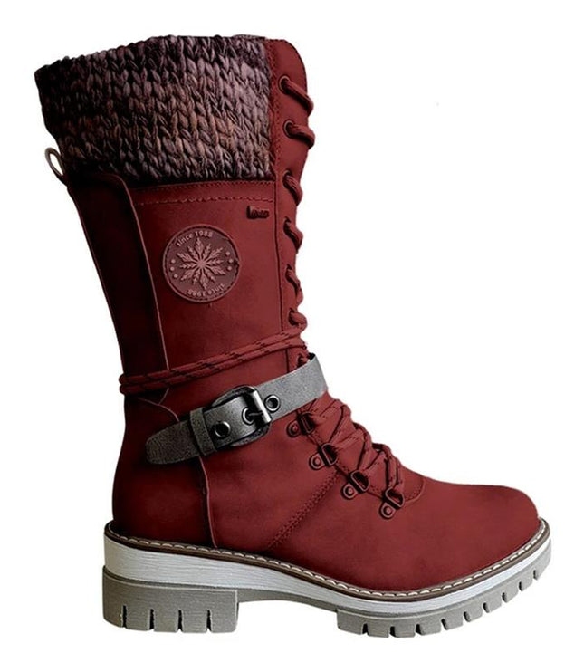 Cyrene | Women's Lace-Up Mid-Calf Winter Boots - Light Grey - Image 12