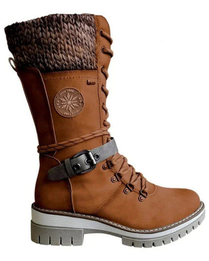 Cyrene | Women's Lace-Up Mid-Calf Winter Boots - Light Grey - Image 13