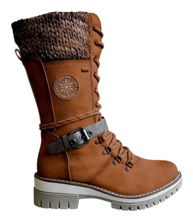 Cyrene | Women's Lace-Up Mid-Calf Winter Boots - Light Grey - Image 13
