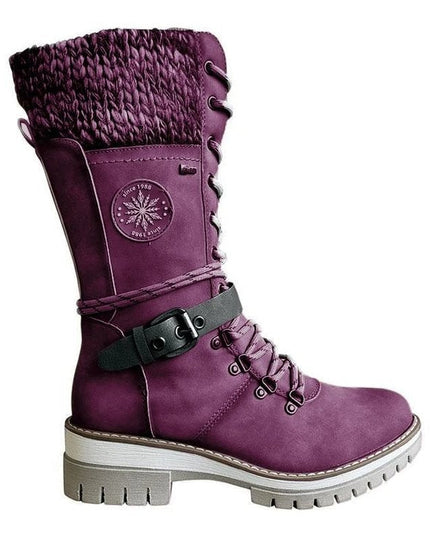 Cyrene | Women's Lace-Up Mid-Calf Winter Boots - Light Grey - Image 6