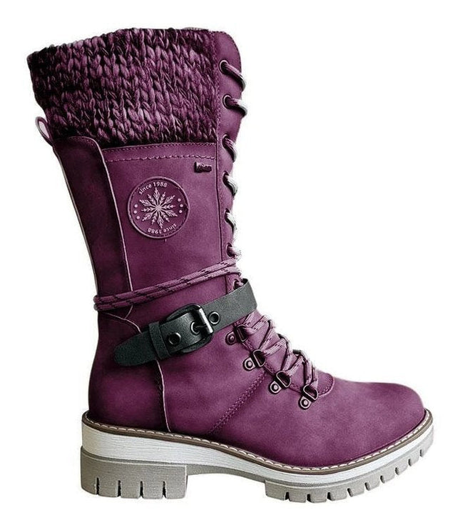 Cyrene | Women's Lace-Up Mid-Calf Winter Boots - Light Grey - Image 6