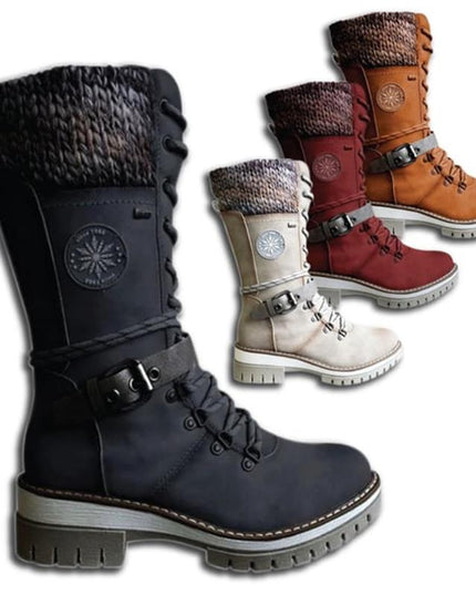 Cyrene | Women's Lace-Up Mid-Calf Winter Boots - Light Grey - Image 8