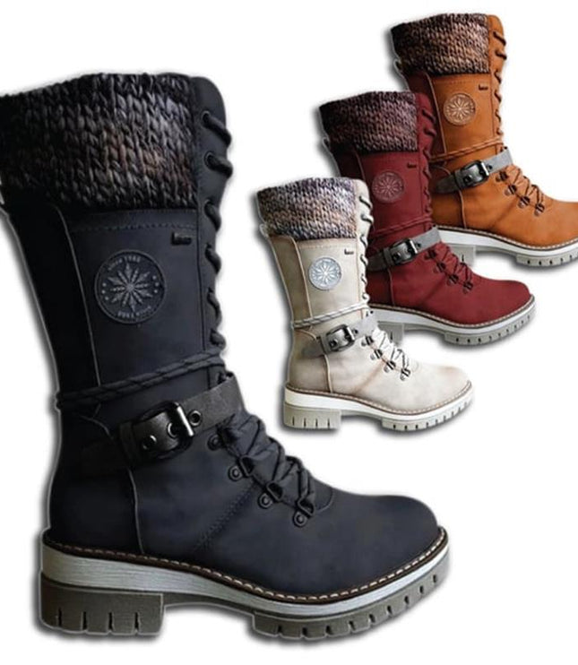 Cyrene | Women's Lace-Up Mid-Calf Winter Boots - Light Grey - Image 8
