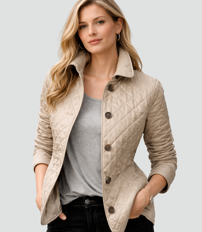 Women's Large Button Contoured Quilted Jacket