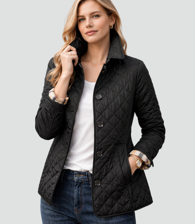 Women's Large Button Contoured Quilted Jacket