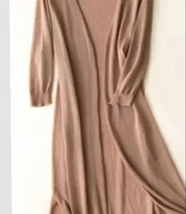 Women's Longline Coatigan with Open Front and Side Slits