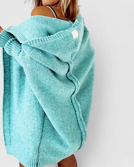 Women's Oversized Hooded Open-Front Knit Cardigan