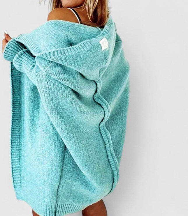 Women's Oversized Hooded Open-Front Knit Cardigan
