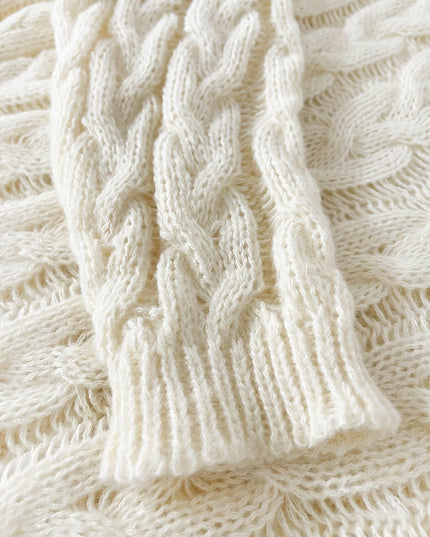Women's Oversized Cable Knit Jumper with V Neck