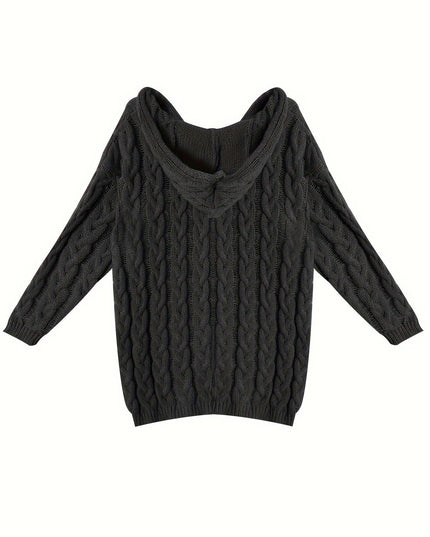 Women's Oversized Cable Knit Jumper with V Neck