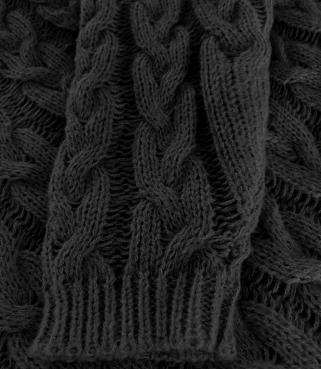 Women's Oversized Cable Knit Jumper with V Neck
