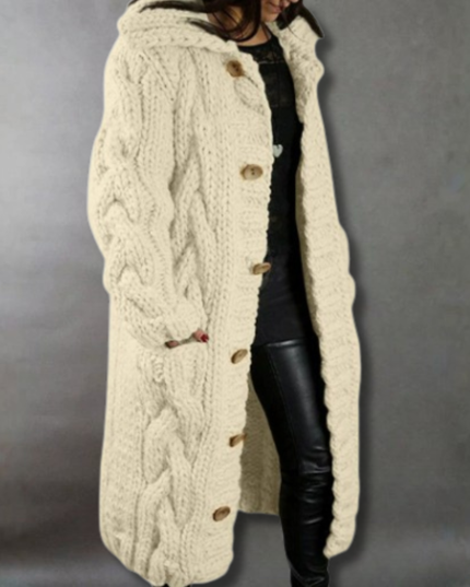 Carine - Elegant Longline Knit Coat